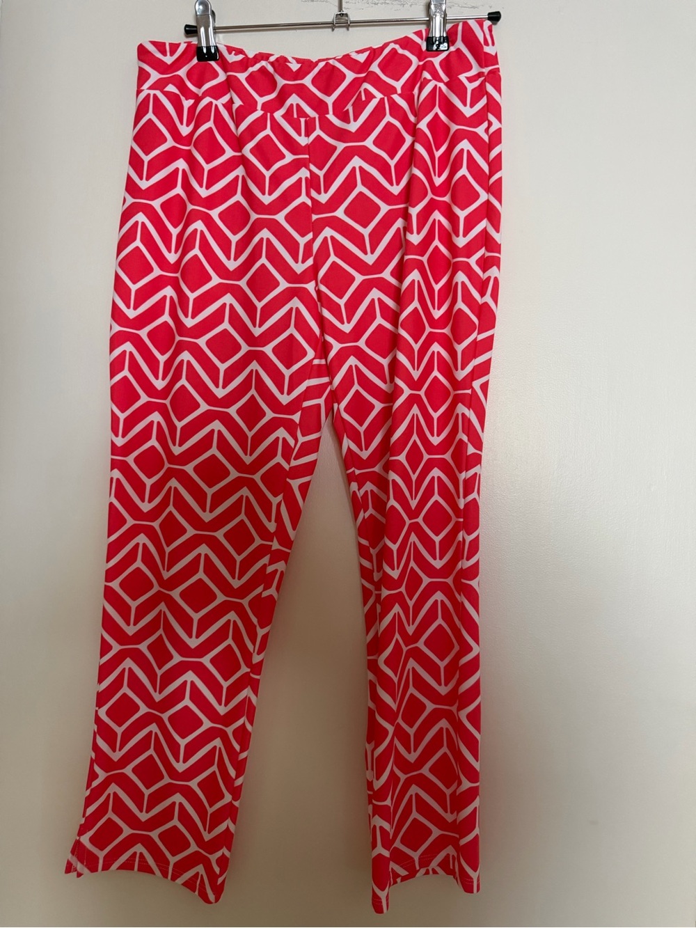 Jude Connally Pink and White Geometric Designer Leggings Tights